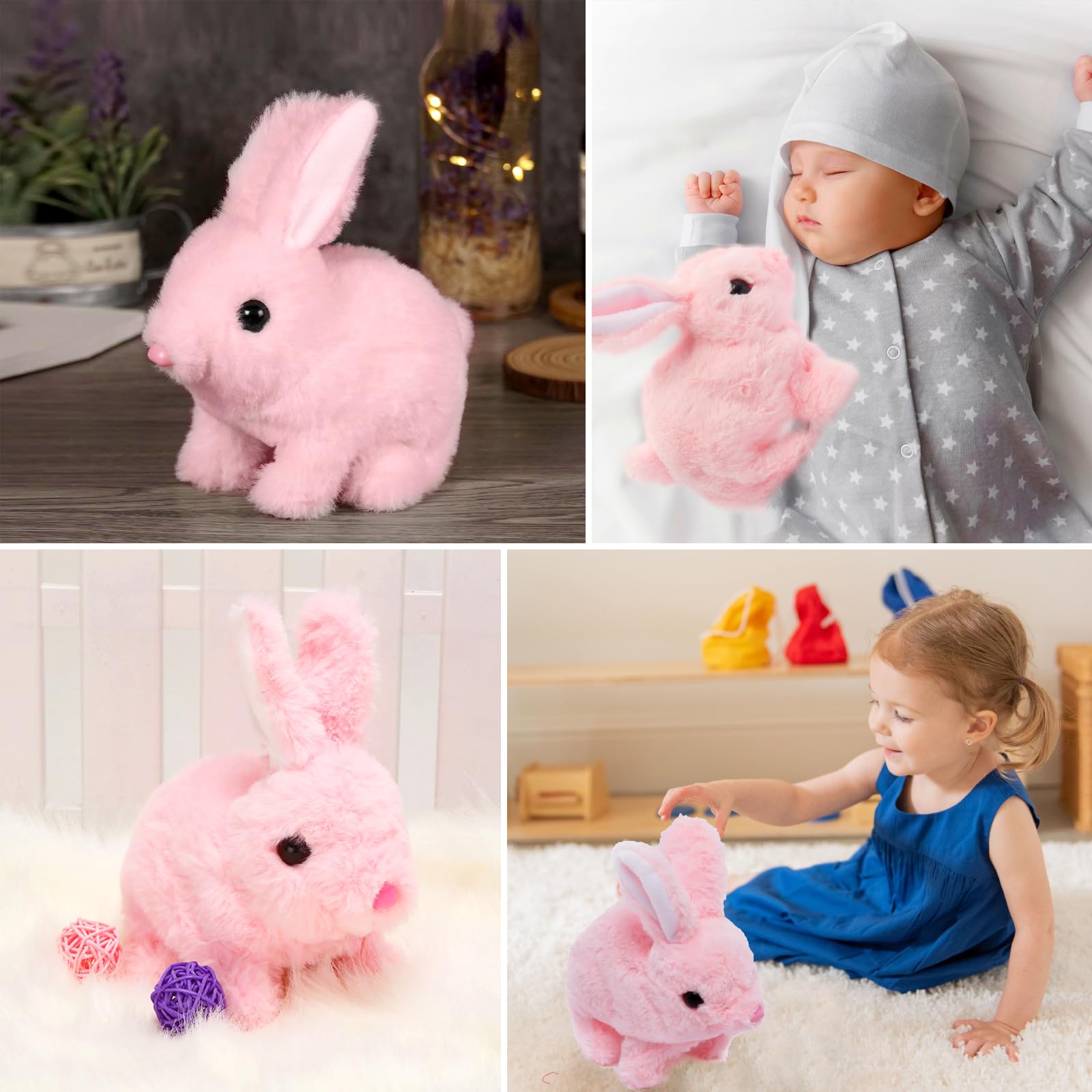 KEHOO hopping bunny toy sounds and movements enhance sensory exploration.