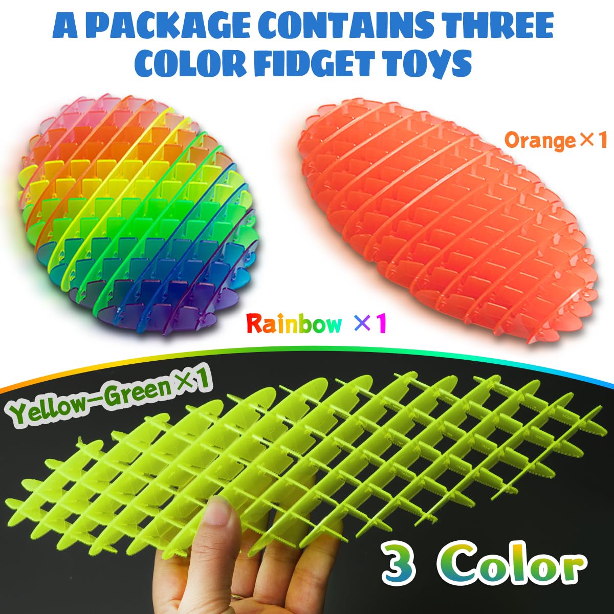 KEJIH fidget worm toy orange variant promotes quiet squeezing.