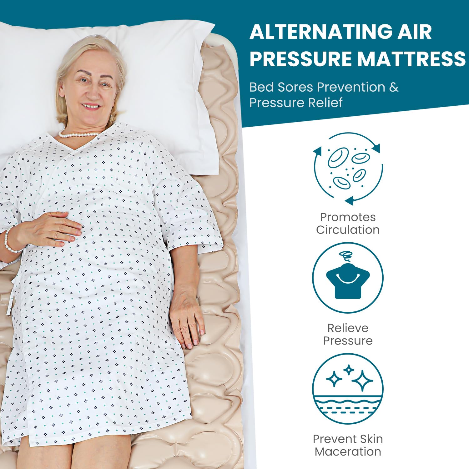 Kekoy bed-sore prevention mattress topper featuring 130 air cells for even pressure.