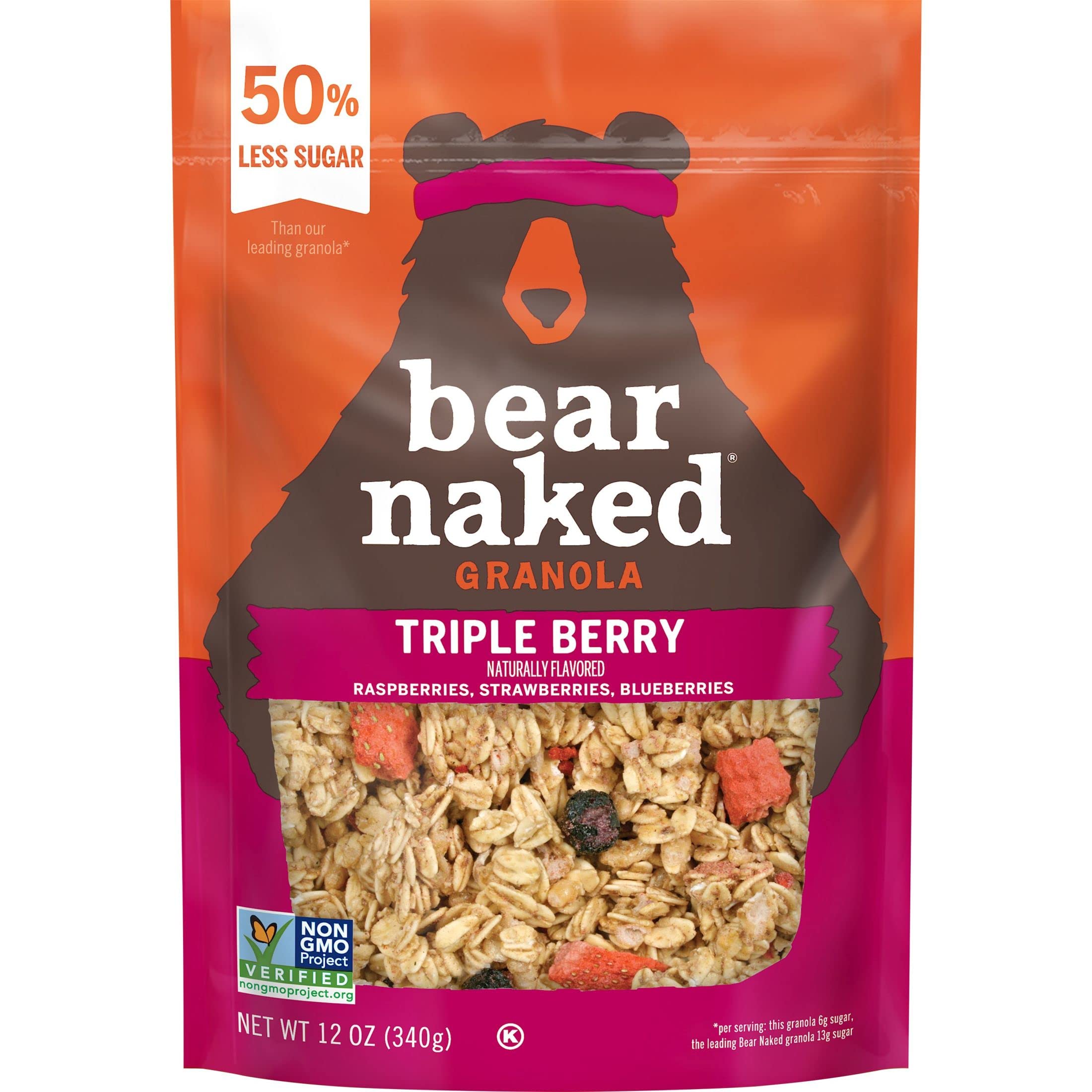 Kellogg's Bear Naked Triple Berry Crunch baked into homemade granola bars.
