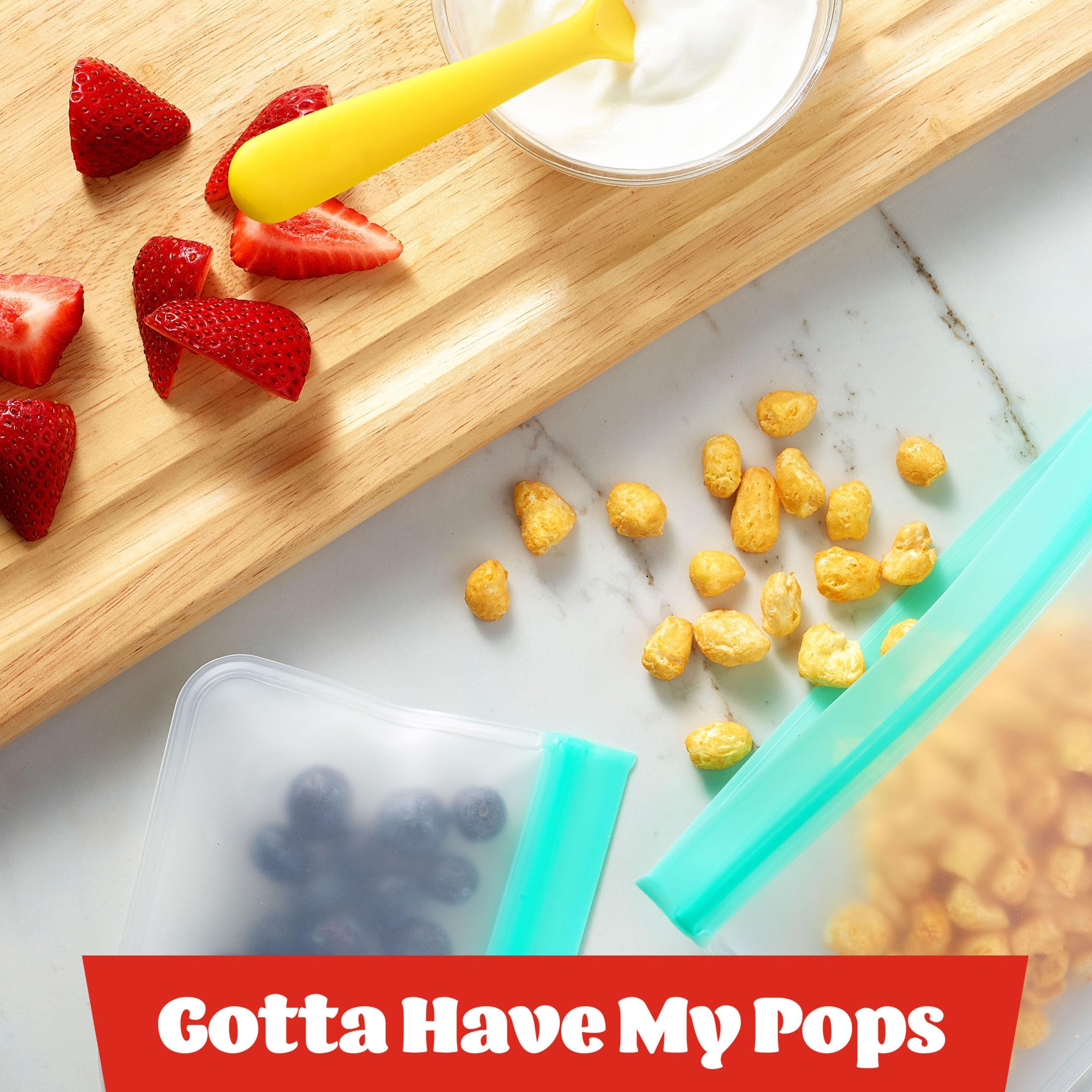 Kellogg's Corn Pops Cups snack time, convenient for study.