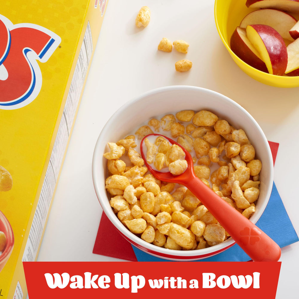 Kellogg's Corn Pops giant size box on shelf for family breakfast option.
