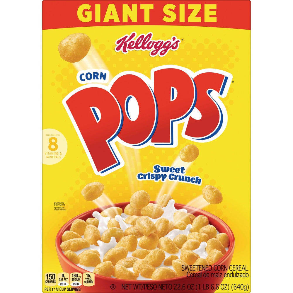 Kellogg's Corn Pops on-the-go snack cup for busy mornings.