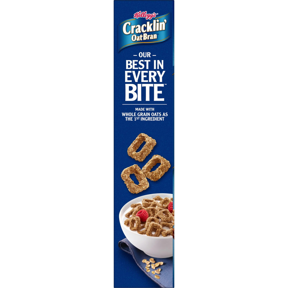 Kellogg's Cracklin' Oat Bran bowl with milk and fiber.