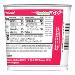 Kellogg's Froot Loops Cups with milk for a fruity breakfast moment.