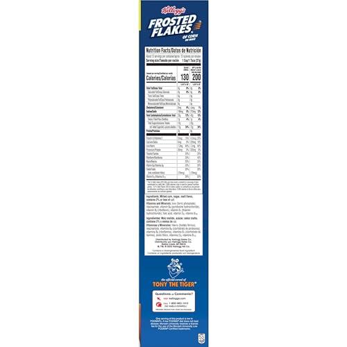 Kellogg's Frosted Flakes cereal in a spoon, sparkling frosting and crunchy texture