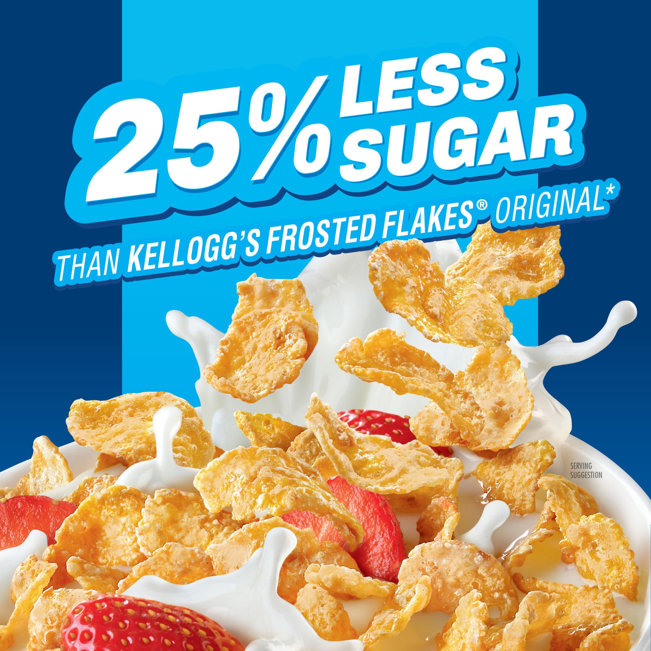 Close-up of Kellogg's Frosted Flakes with frosting sparkle.