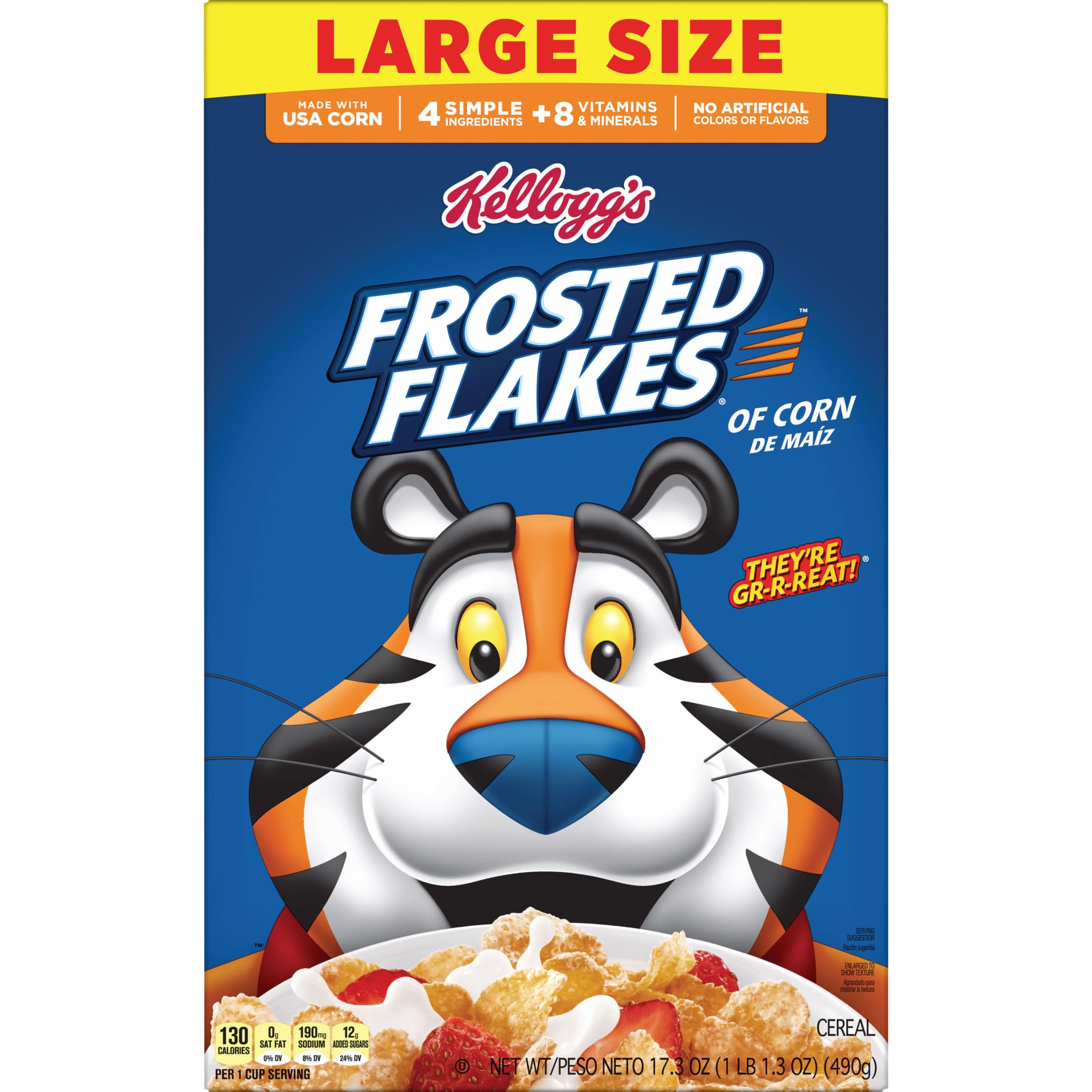 Measuring portion of Frosted Flakes for a balanced breakfast