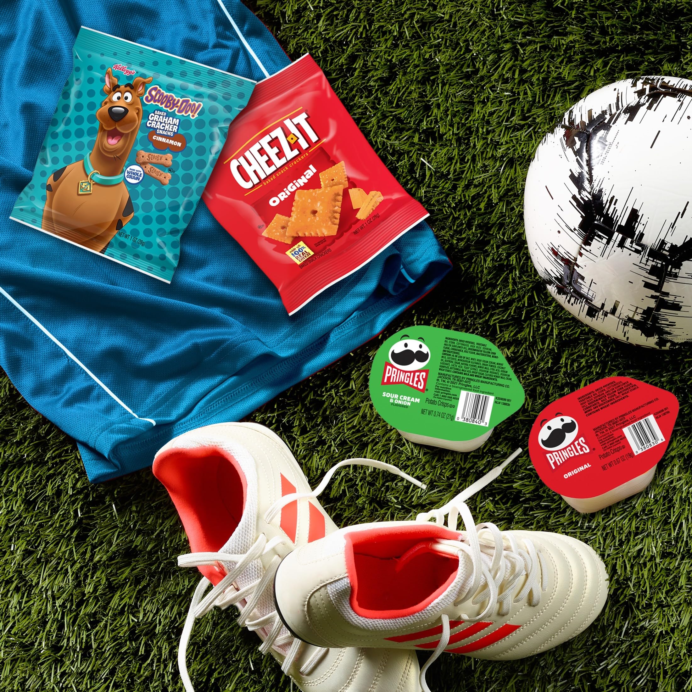 Single-serve pouches inside Kellogg's box for grab-and-go lunches