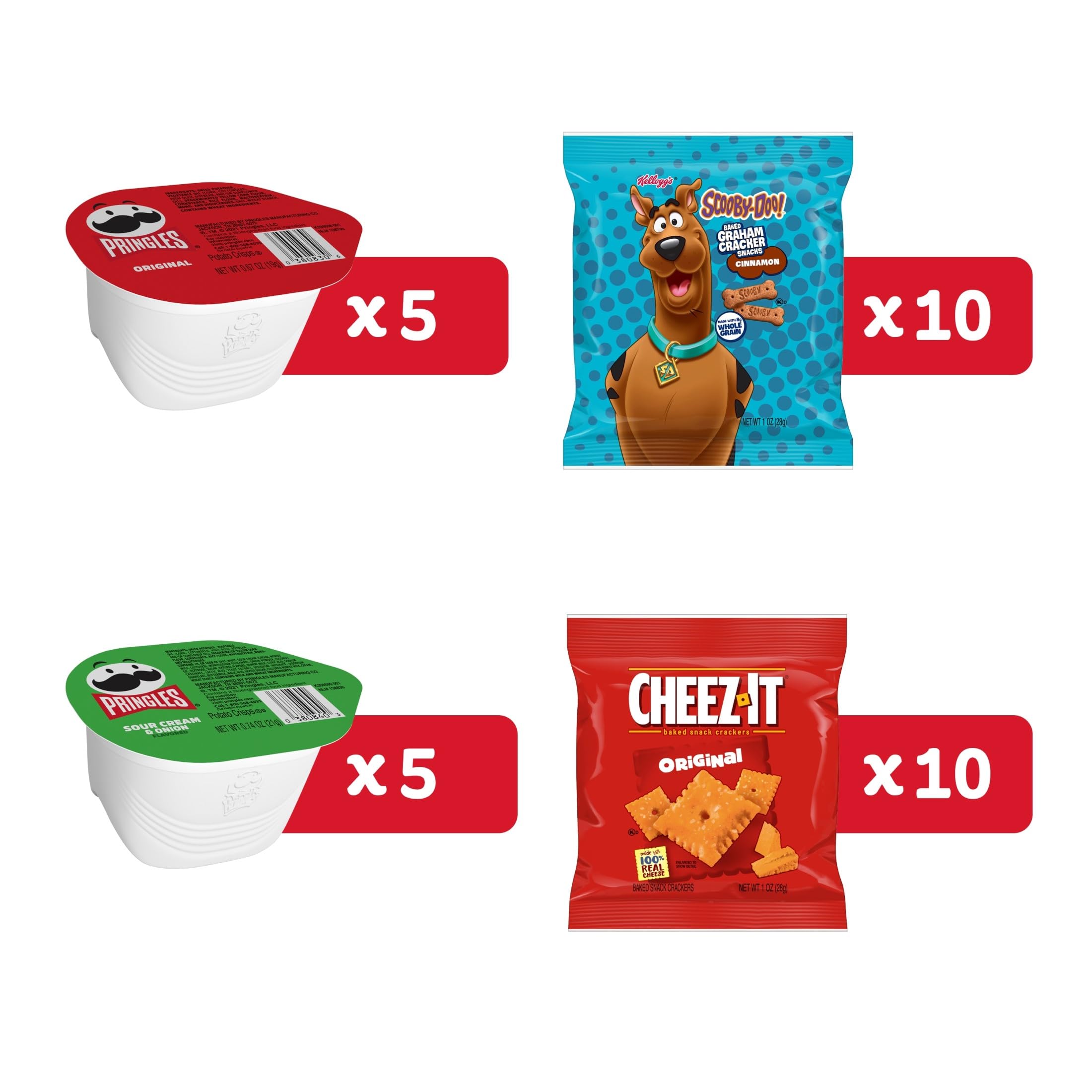 Front view of Kellogg's lunch box snacks variety pack
