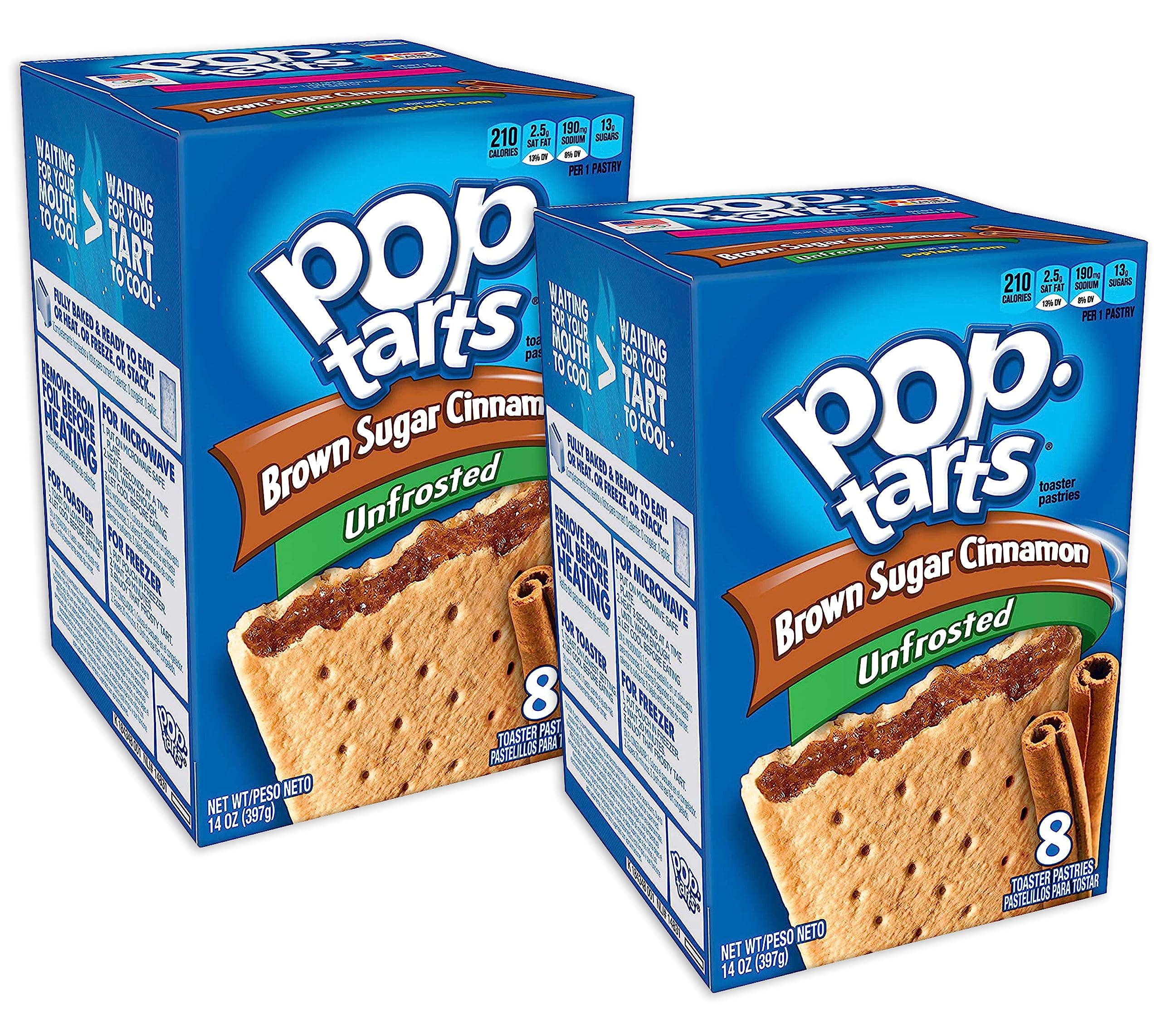 Kellogg's Pop-Tarts unfrosted brown sugar cinnamon box is ideal for quick breakfasts.