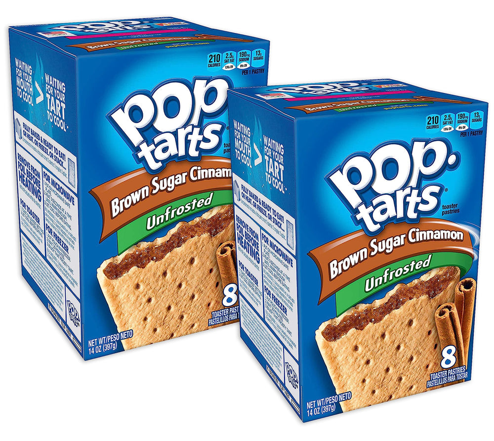 Kellogg's Pop-Tarts unfrosted brown sugar cinnamon box is ideal for quick breakfasts.
