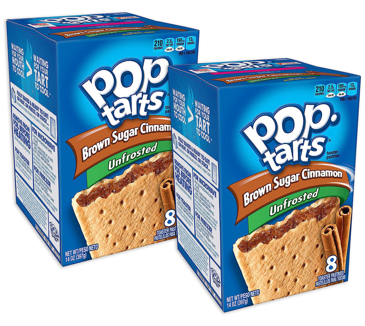 Kellogg's Pop-Tarts unfrosted brown sugar cinnamon box is ideal for quick breakfasts.