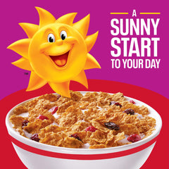 Close-up of cranberries in Kellogg's Raisin Bran with Cranberries offering tangy balance.