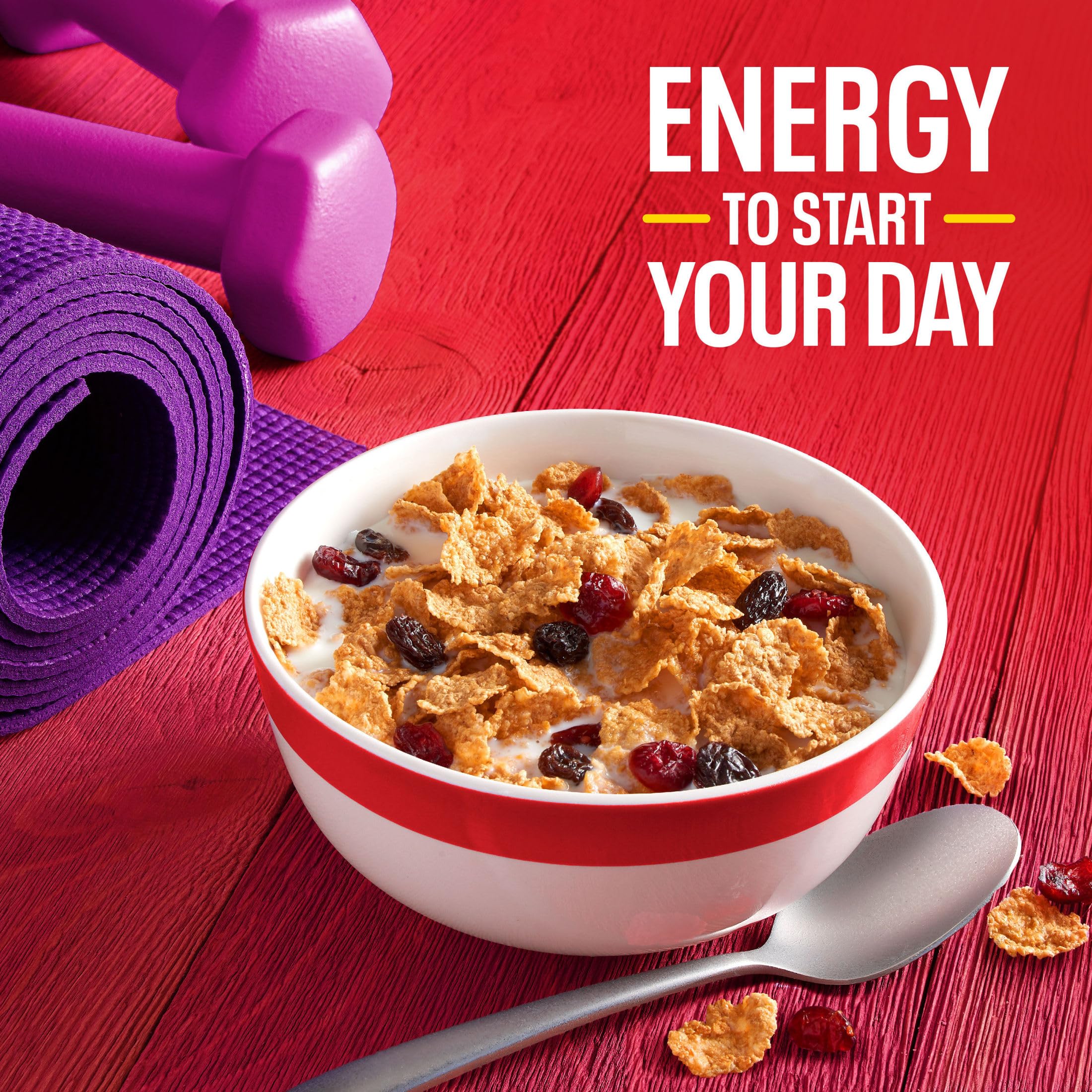 Kellogg's multi-grain bran flakes delivering a hearty crunch.