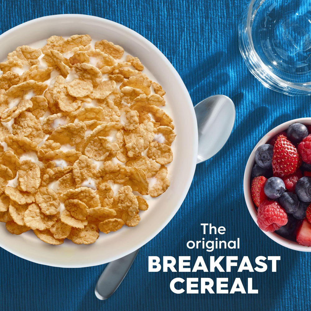 Pouring Kellogg's Special K into a bowl for a quick, low-fat breakfast.
