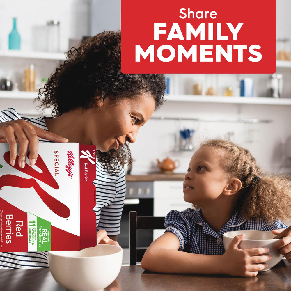 Pouring milk over Special K Red Berries cereal for a protein-aware start.