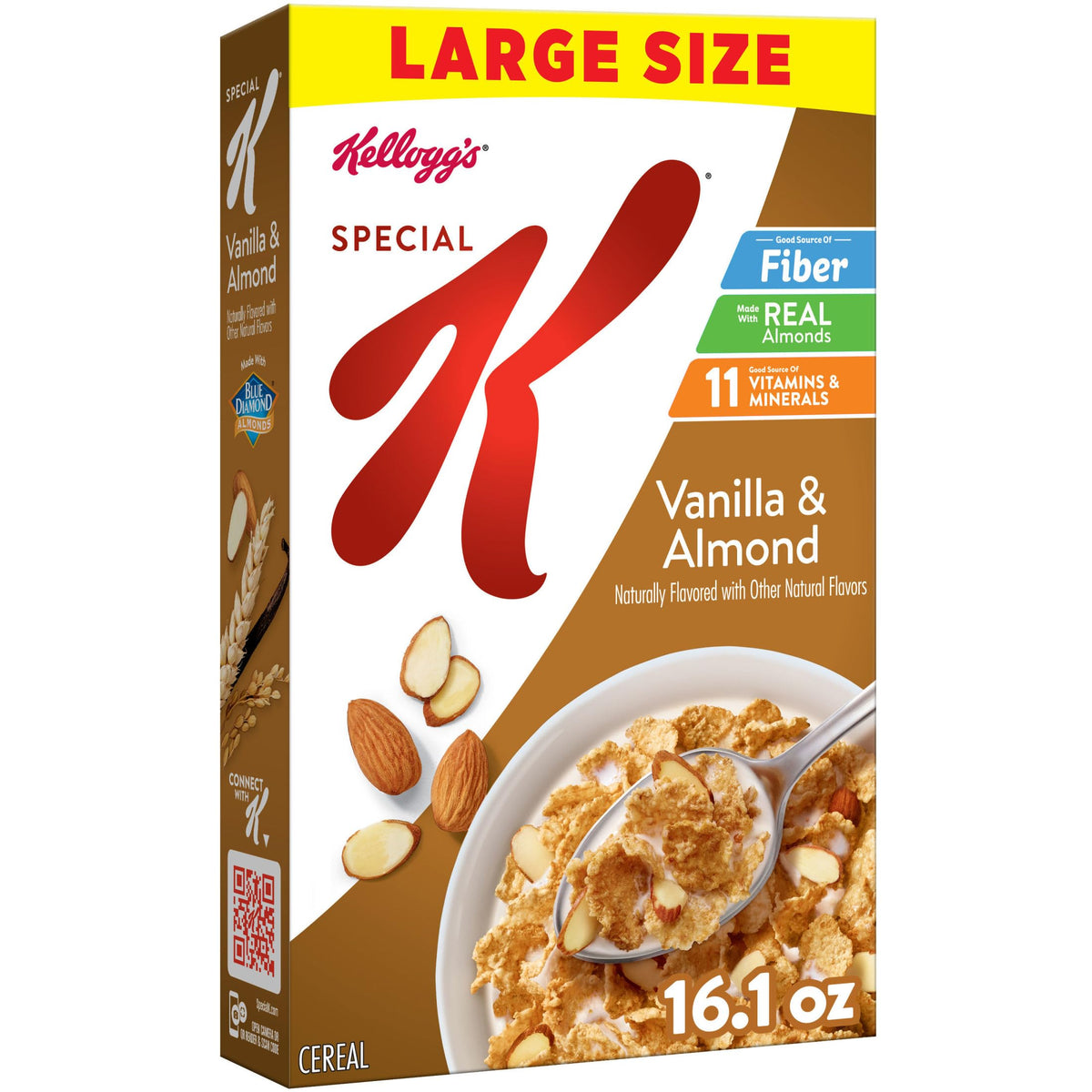 Kellogg's Special K vanilla almond cereal bowl, a fiber-rich breakfast option