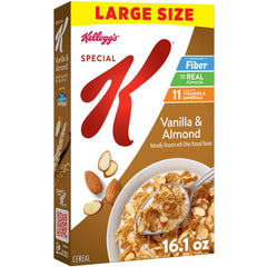 Kellogg's Special K vanilla almond cereal bowl, a fiber-rich breakfast option