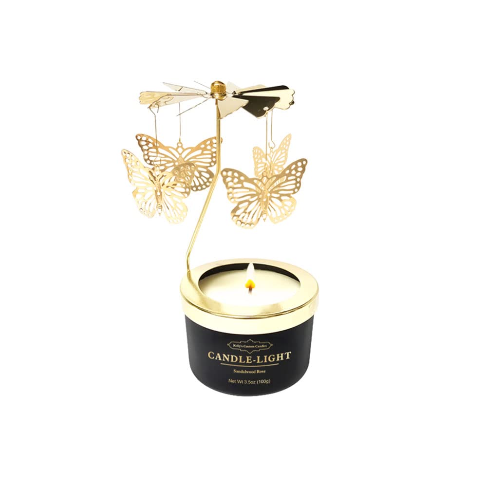 Kelly's Custom Candles black gift box with gold text adds an elegant gifting touch.