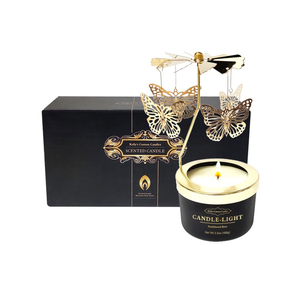 Kelly's Custom Candles Butterfly rotating candle with dancing flames for a captivating ambience.