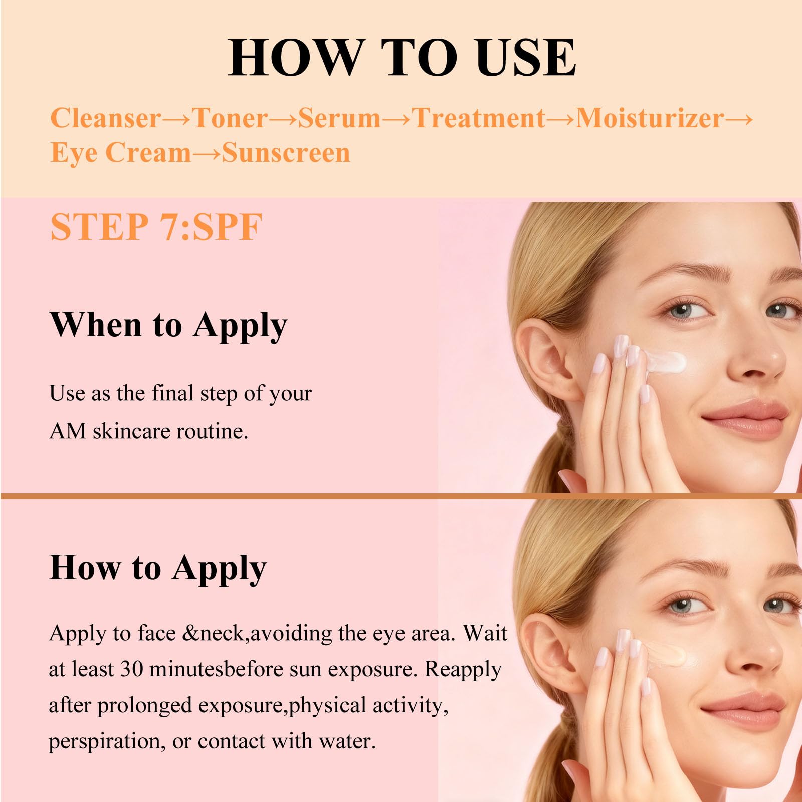 Creamy moisturizer being applied to the face and neck for seamless blend.