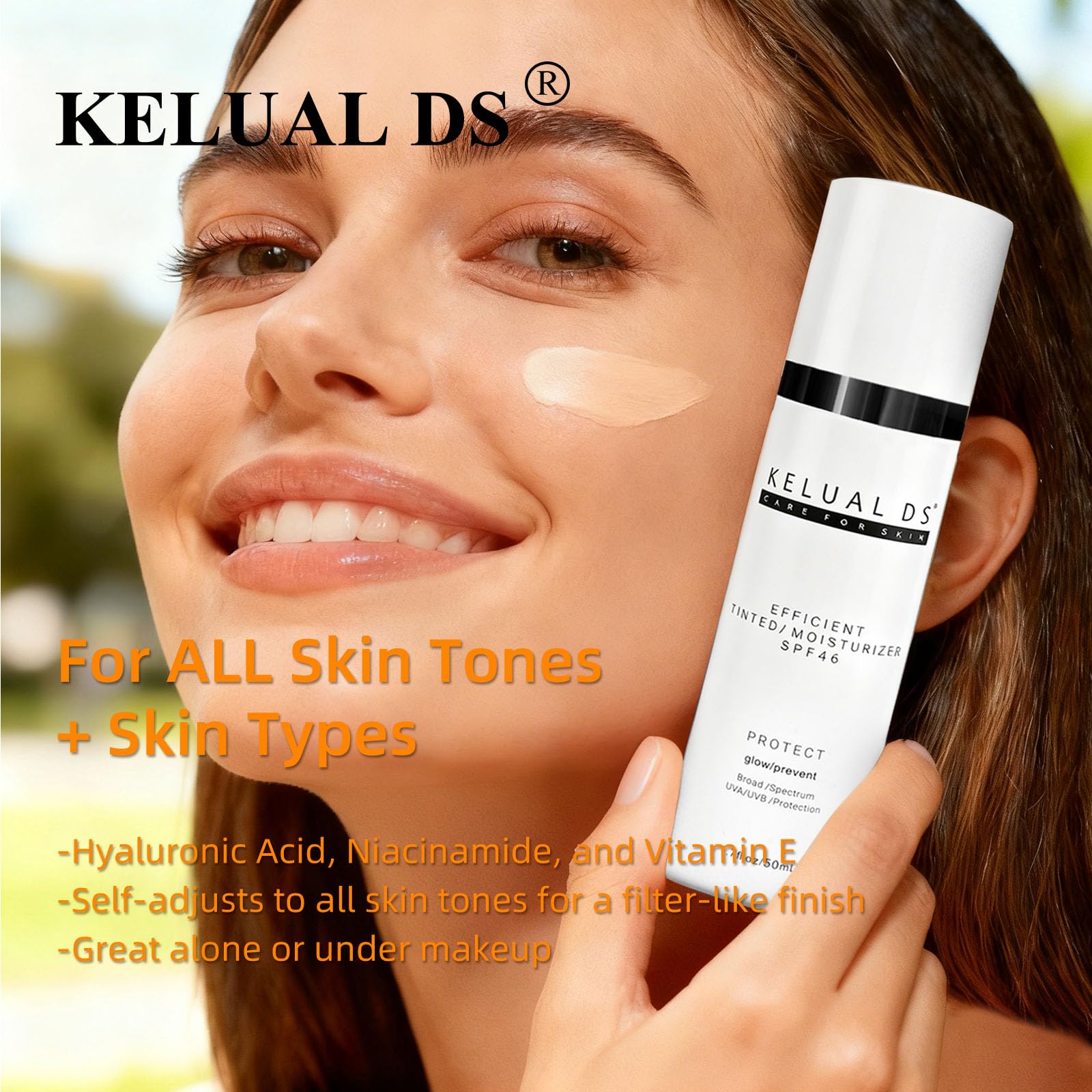 KELUAL DS daily skincare routine shot showing step in morning.