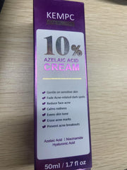 Kempc 10% azelaic acid bottle with pump for gentle acne care.
