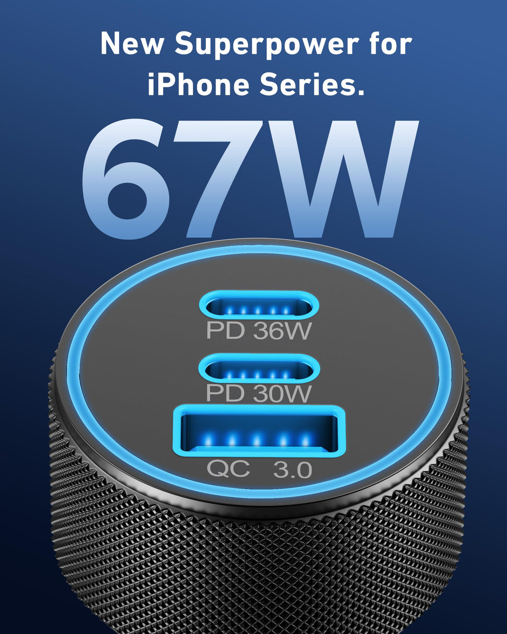 KENHAO USB-C port close-up highlighting 37W PD fast charging capability