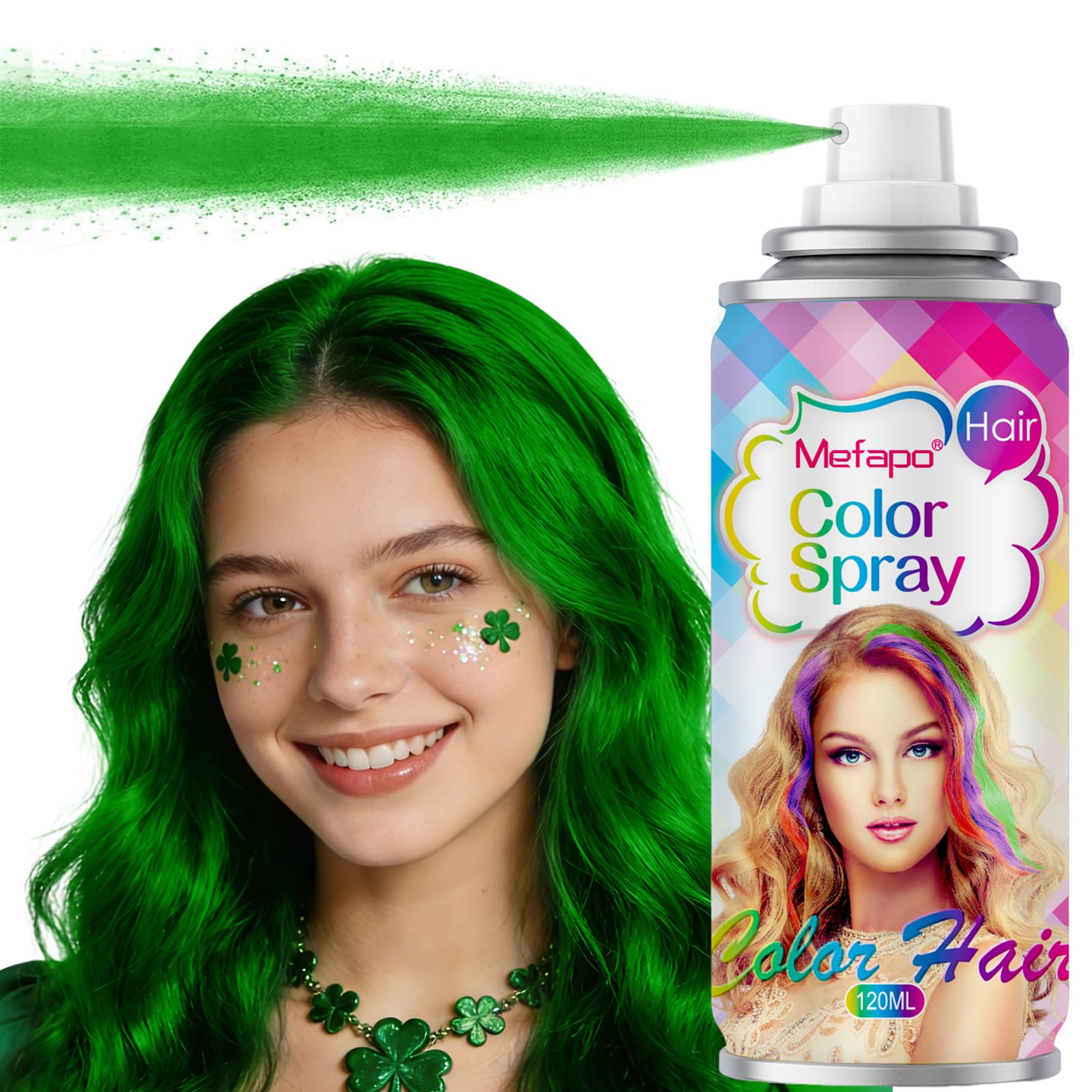 KENINA Green Hair Spray bottle shows vibrant color for easy styling.