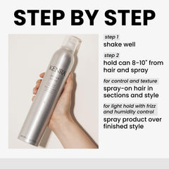 Kenra Design Spray 9 frizz-taming formula helps tame flyaways