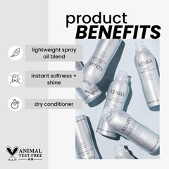 Kenra Dry Oil Conditioning Mist dispense nozzle enables even, easy application