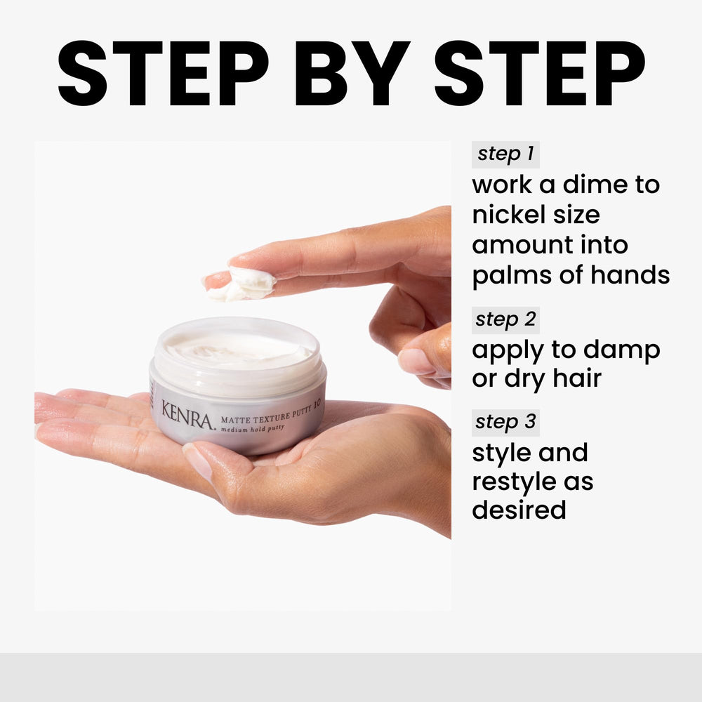 Kenra Matte Texture Putty 10 on short hair adds texture and hold