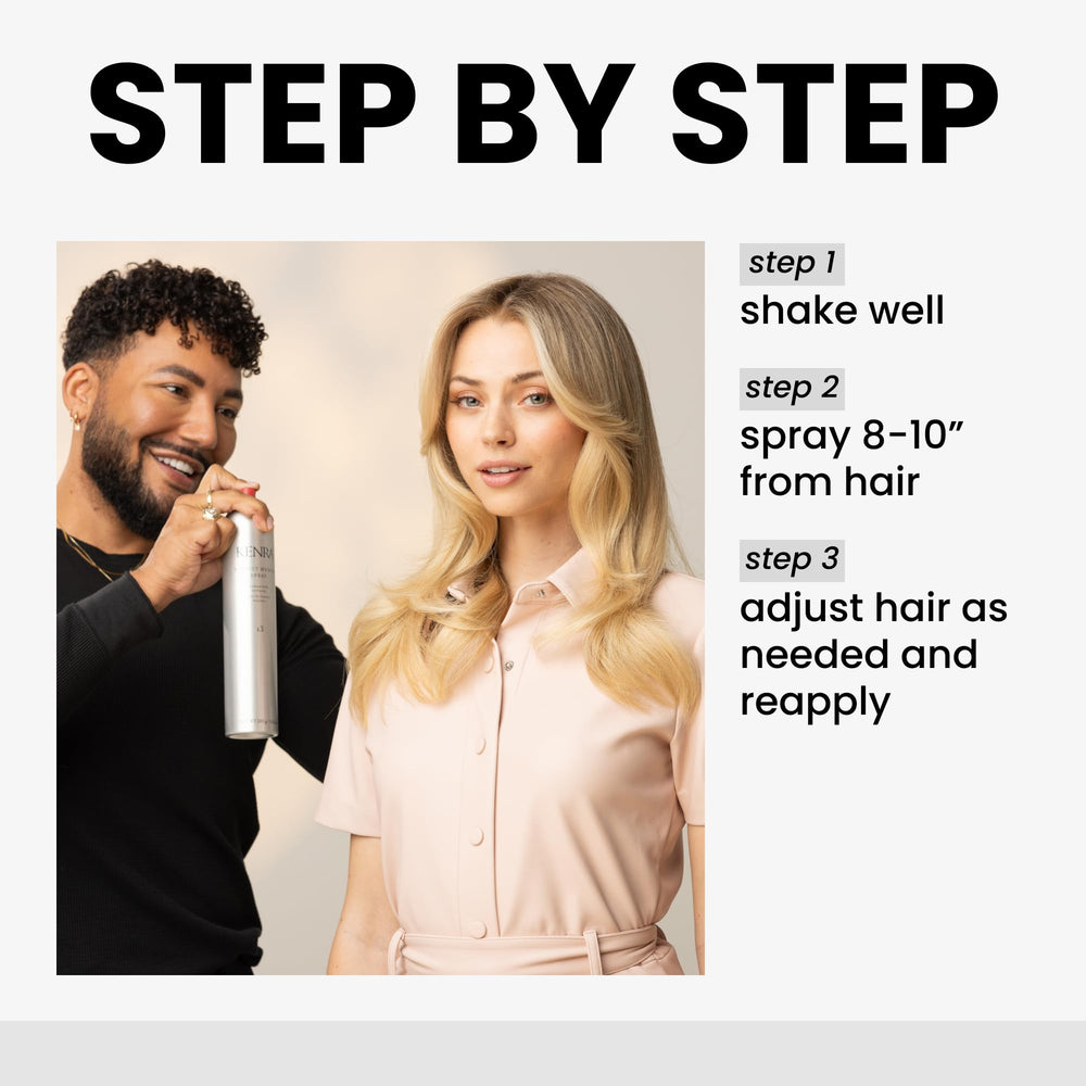 Kenra Perfect Medium Spray creates a high shine on styled hair.