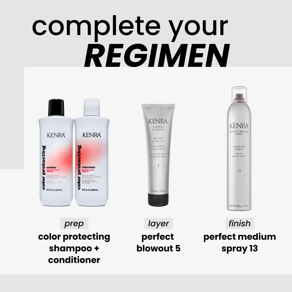 Kenra Perfect Medium Spray on hair delivers medium hold with glossy shine