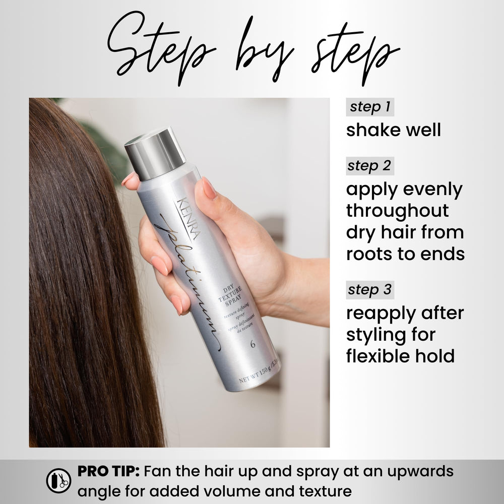 Kenra Platinum Dry Texture Spray absorbs oils for refreshed look