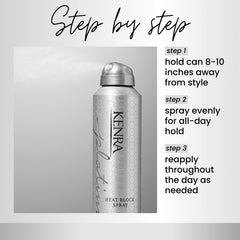 Kenra Platinum Heat Block Spray 22 bottle delivers high hold finish for long-lasting styles.