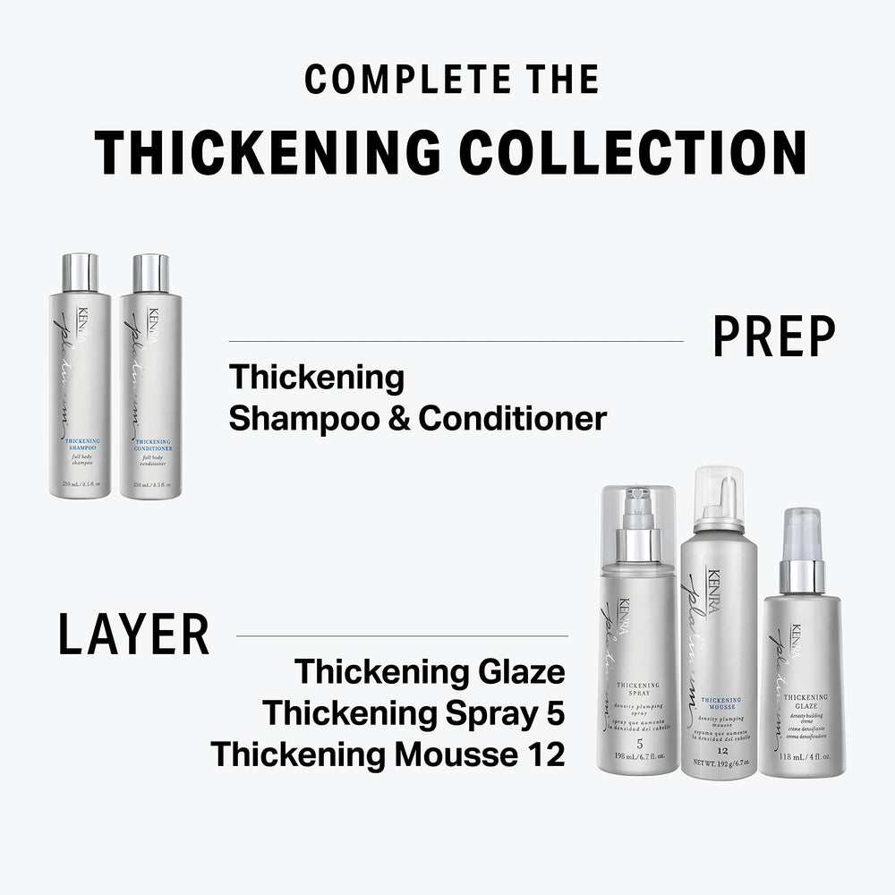 Kenra Platinum Thickening Mousse on styled hair with added fullness.