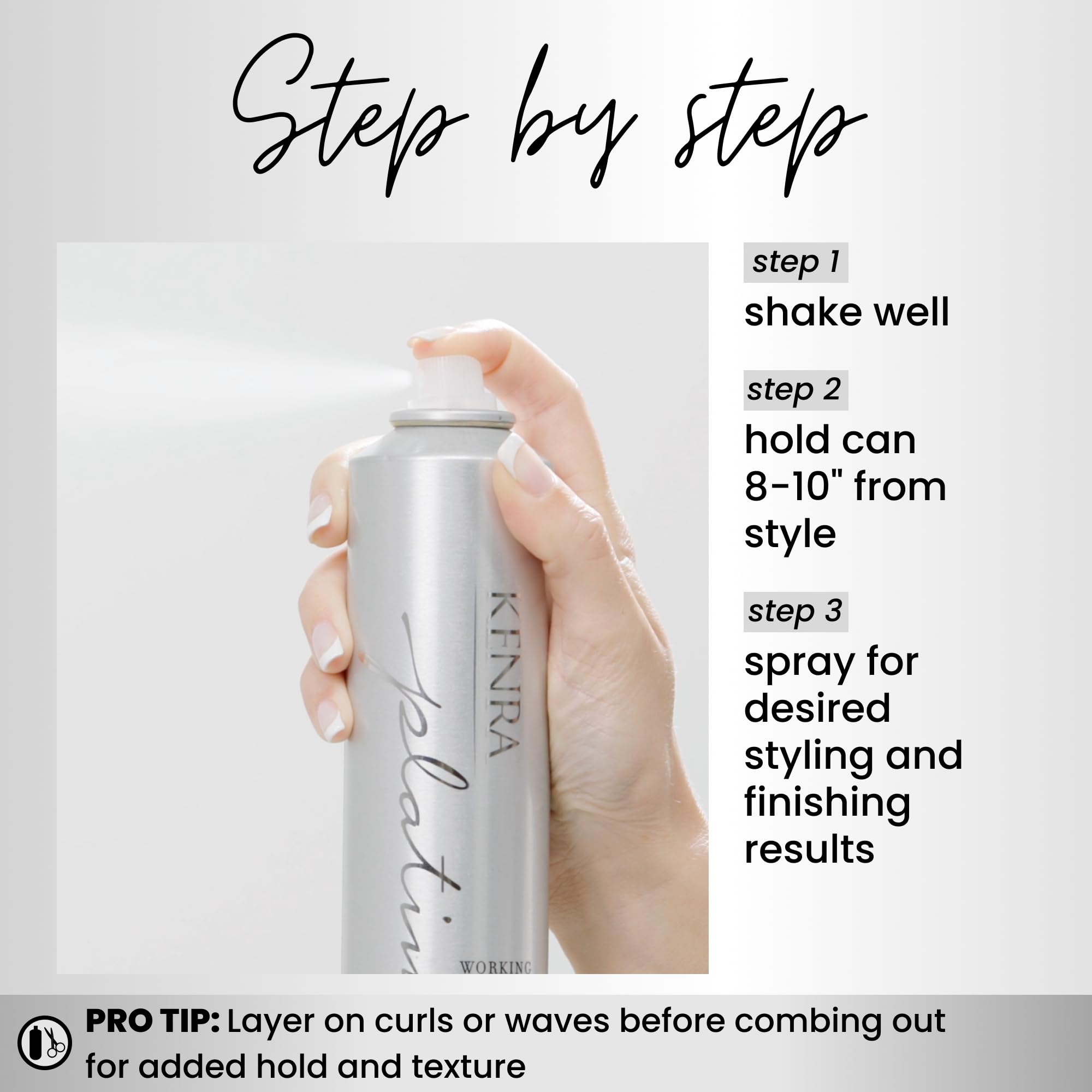 Kenra Platinum Working Spray 14 delivers brushable hold for easy detailing