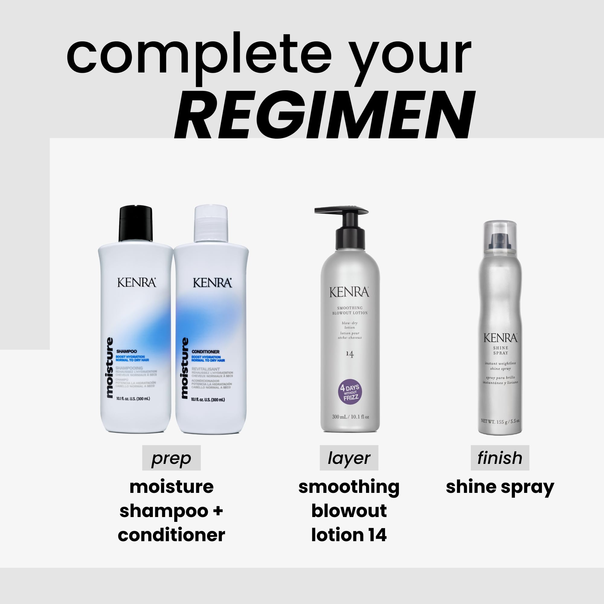 Kenra Shine Spray provides a lightweight, non-sticky finish