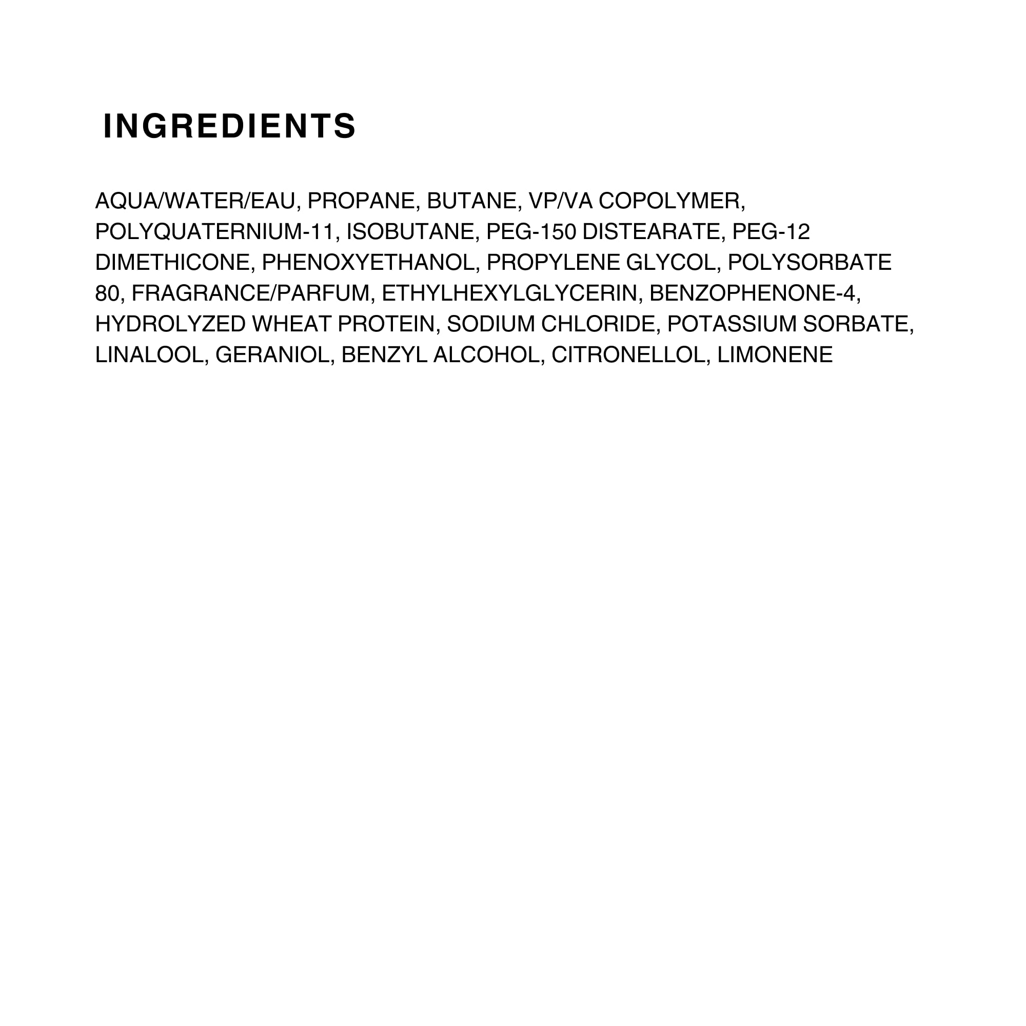 Kenra Volume Mousse 12 thermal protection label up to 450F