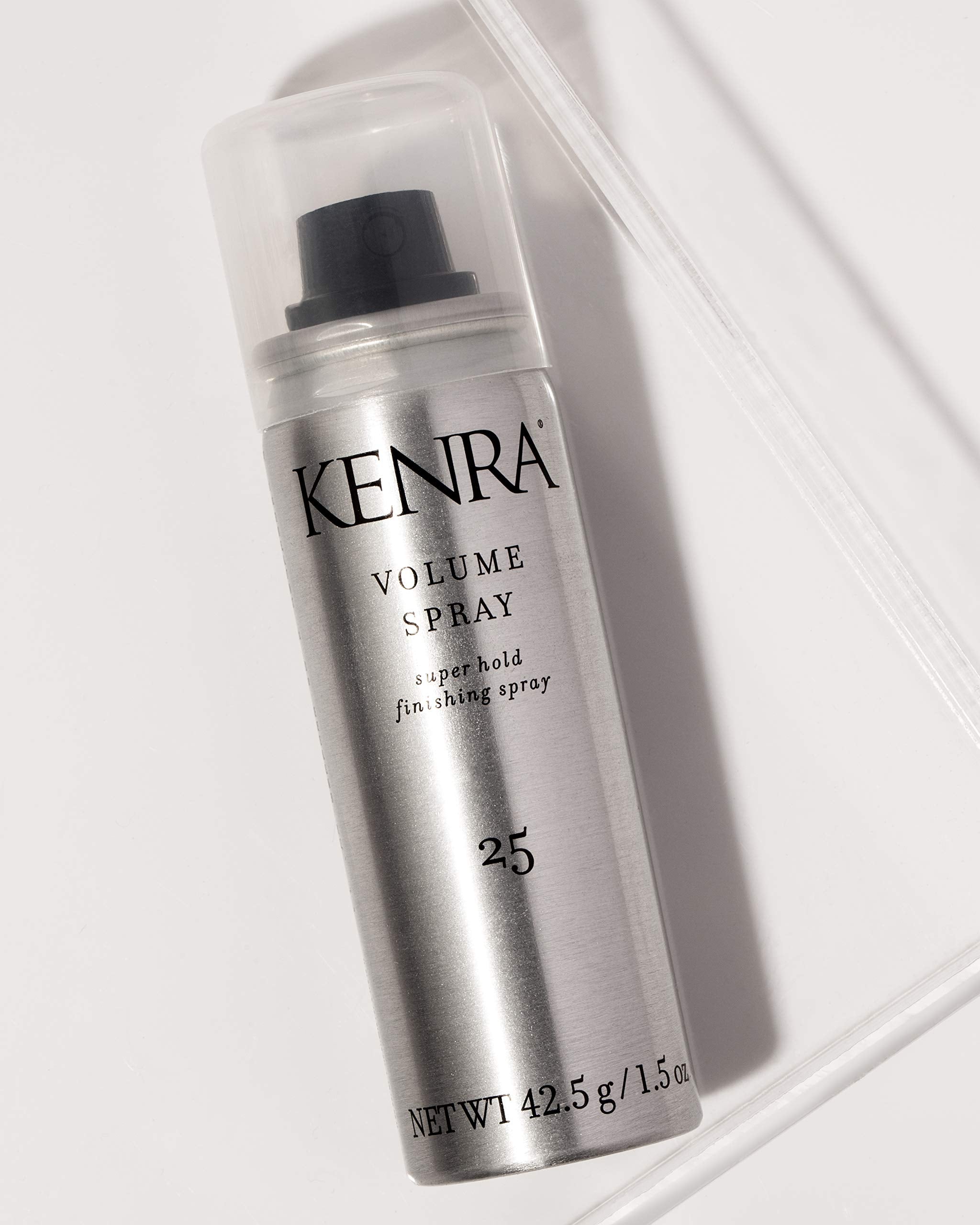 Kenra Volume Spray 25 fast-drying formula on hair to set style quickly.