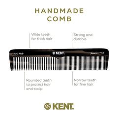 Kent 16T black graphite dressing comb for daily grooming routines