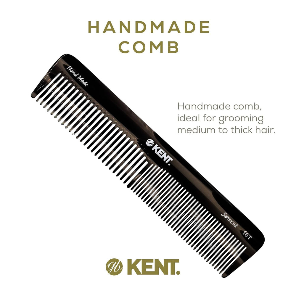 Kent 16T black graphite saw-cut teeth glide softly across the scalp