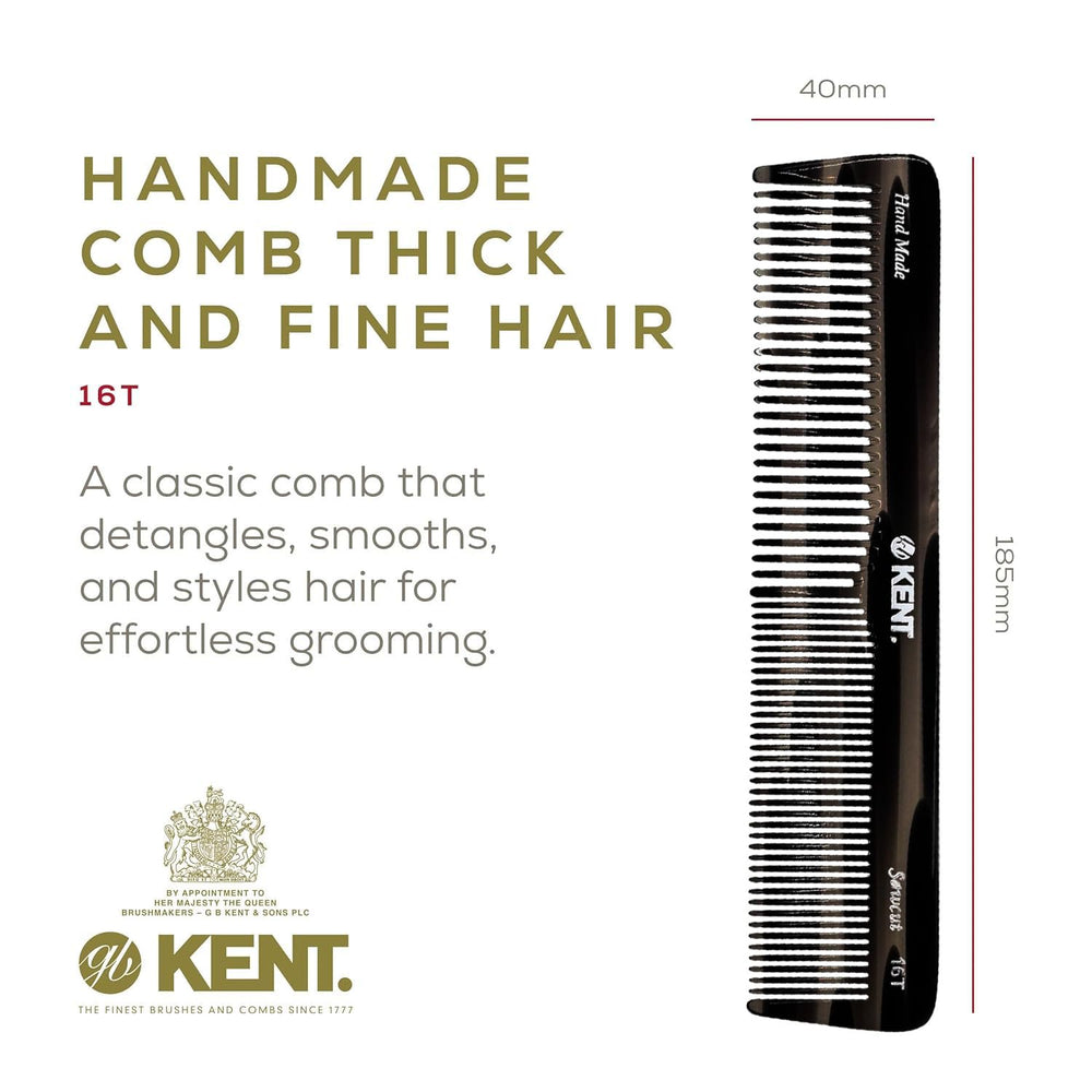 Kent 16T black graphite wide-tooth comb for detangling thick curls