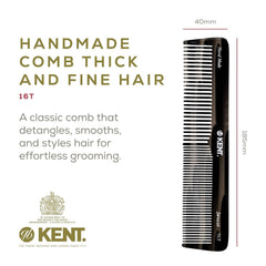 Kent 16T black graphite wide-tooth comb for detangling thick curls