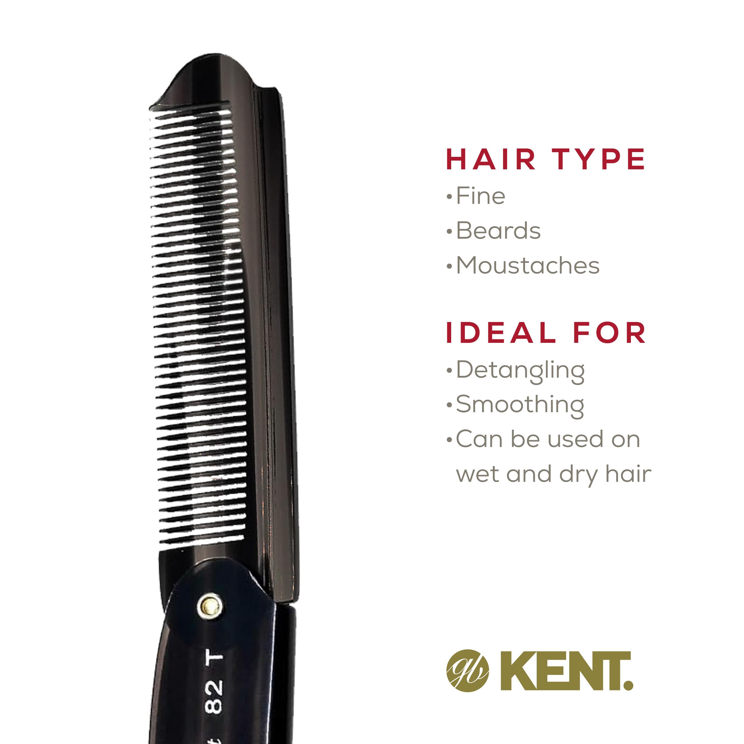 Kent 82T folding design fits easily in jeans pocket for quick touch-ups