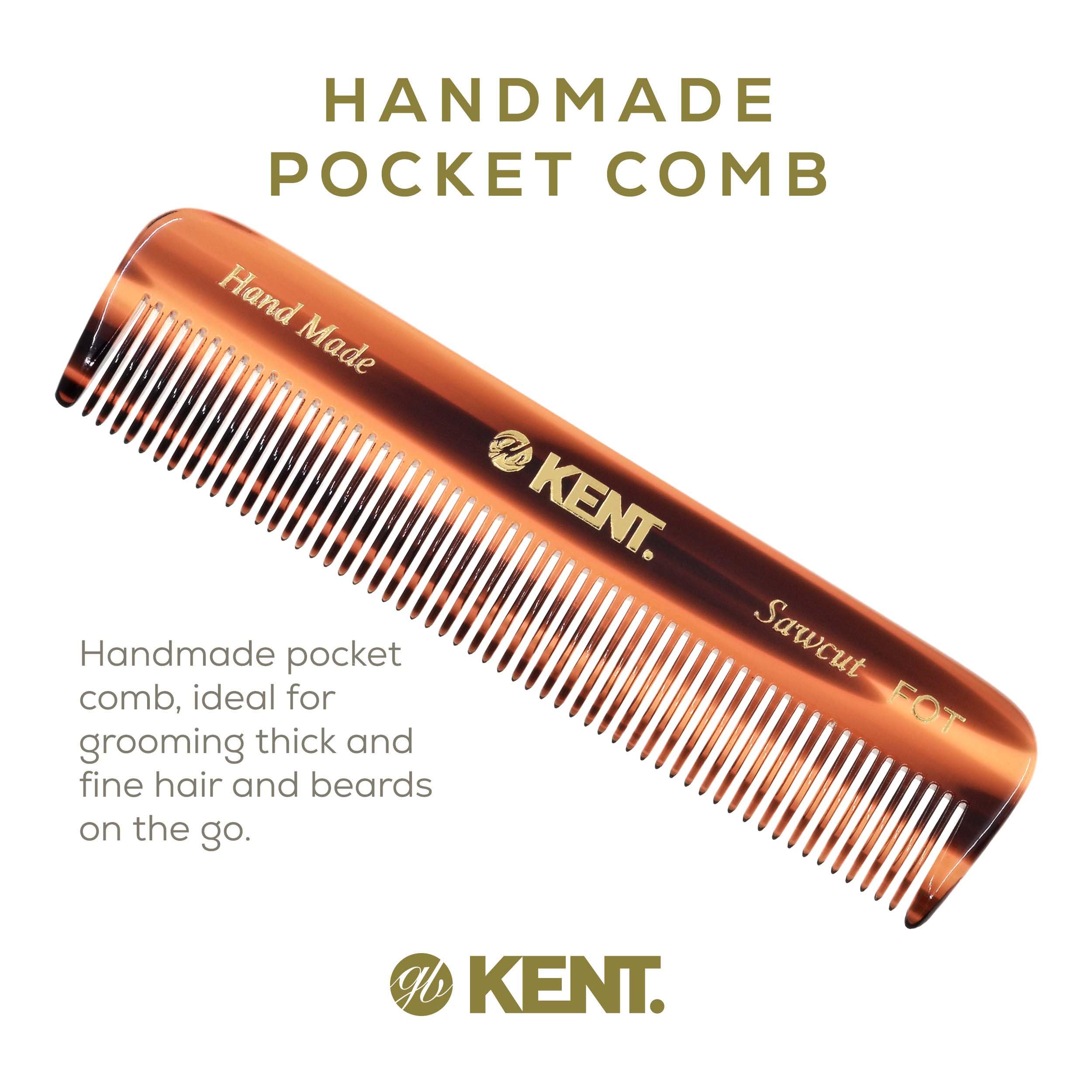 Kent A FOT tortoiseshell hand-polished edges prevent scalp snagging during use.
