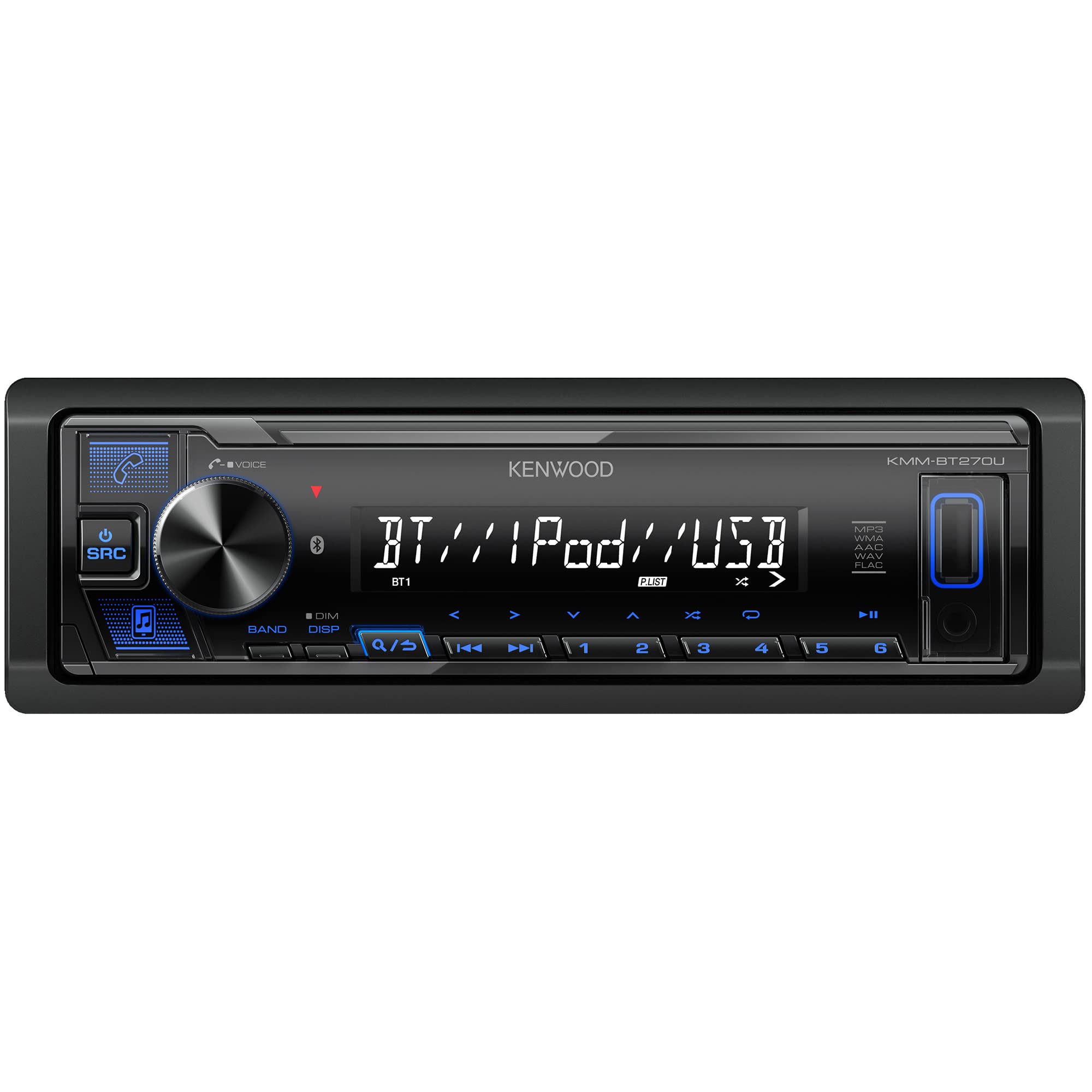 KENWOOD KMM-BT270U detachable face plate for secure, distraction-free listening on the road.