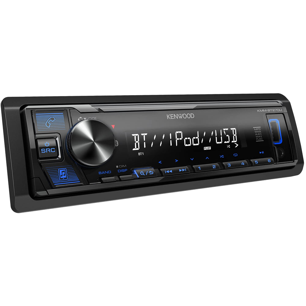 KENWOOD KMM-BT270U high-contrast display for easy menu navigation while driving.